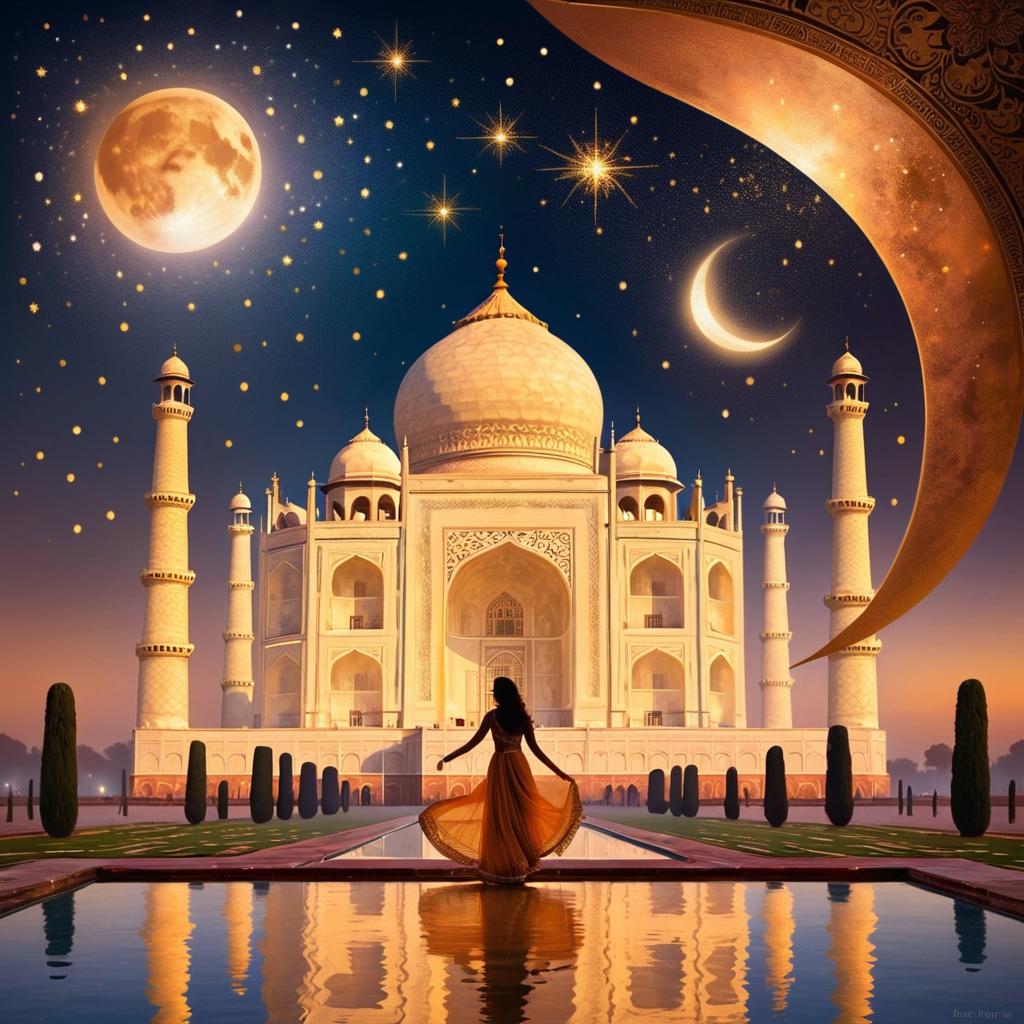 Majestic Taj Mahal Under Starry Night