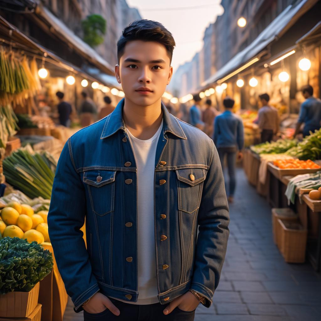 Stylish Young Man at Vibrant Market