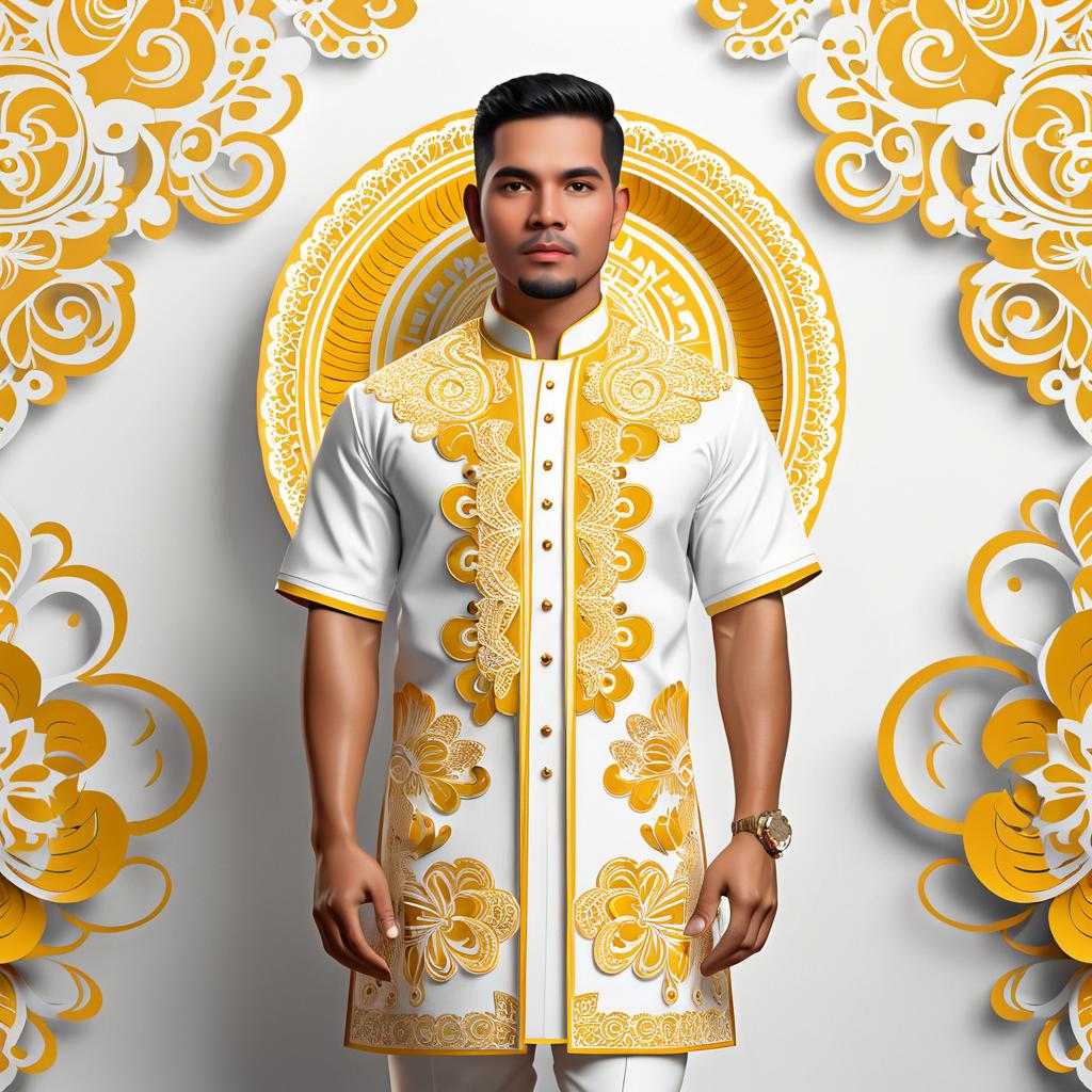 Vibrant Full-Body Portrait in Barong Tagalog