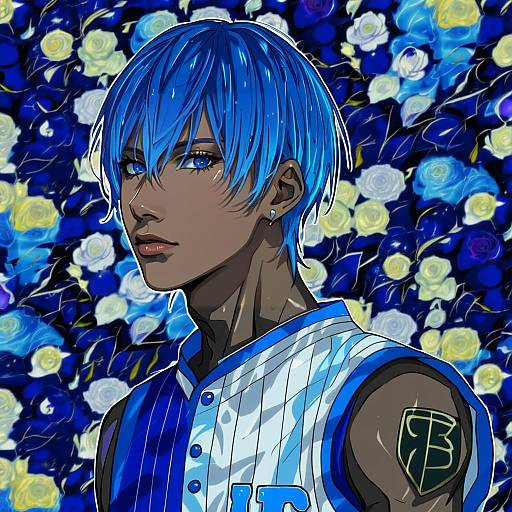 Illustration of Aomine daiki, kuroko no basuke in the style of Saya (mychristian2)