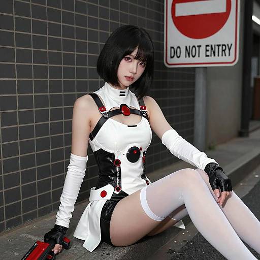 Futuristic Woman in Urban Alley