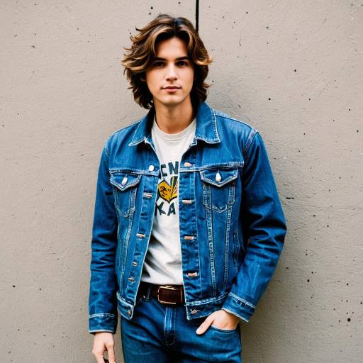 Young Man in Denim Jacket and Graphic Tee