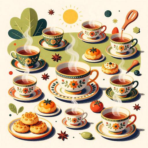 Artistic Tea Ritual with Pastries