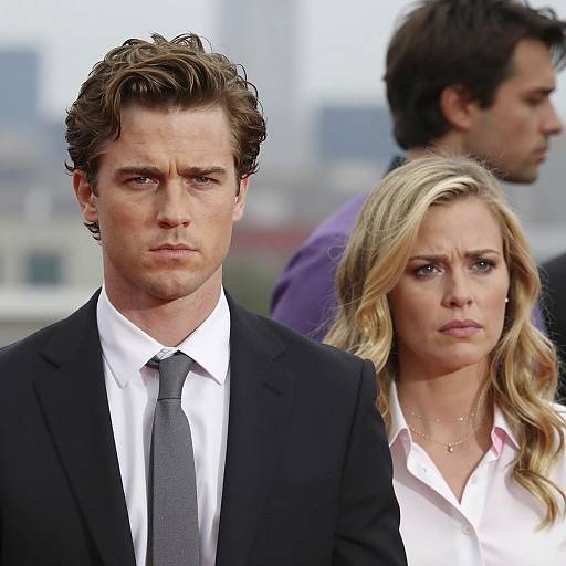 Serious Male and Concerned Female Collage