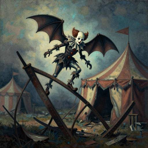 Gaunt Bat-Winged Harlequin at Ruined Sideshow Tent