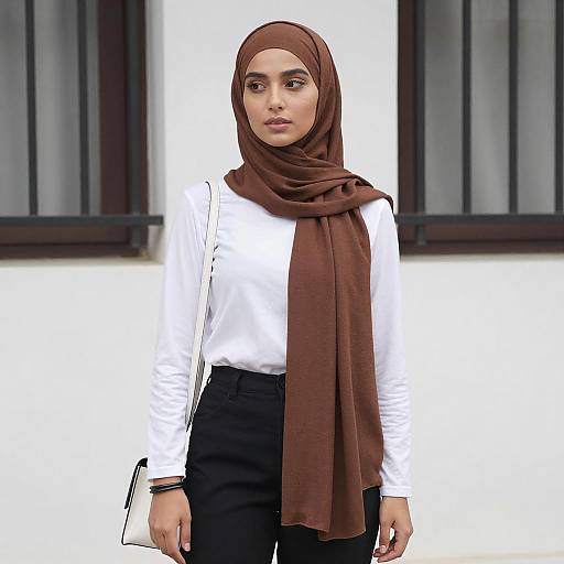 Young Woman in Hijab by White Wall