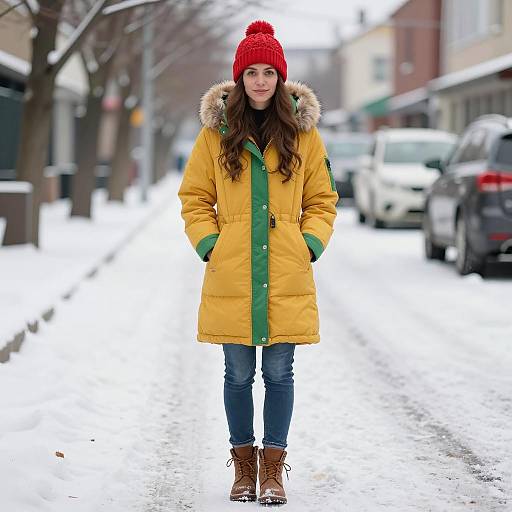 Uraraka Winter Fashion on Snowy Street