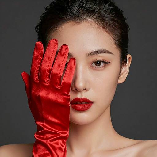 Elegant Portrait of Asian Woman in Red