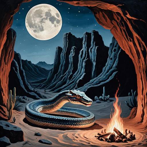 Moonlit Serpent in Mystical Desert Cave