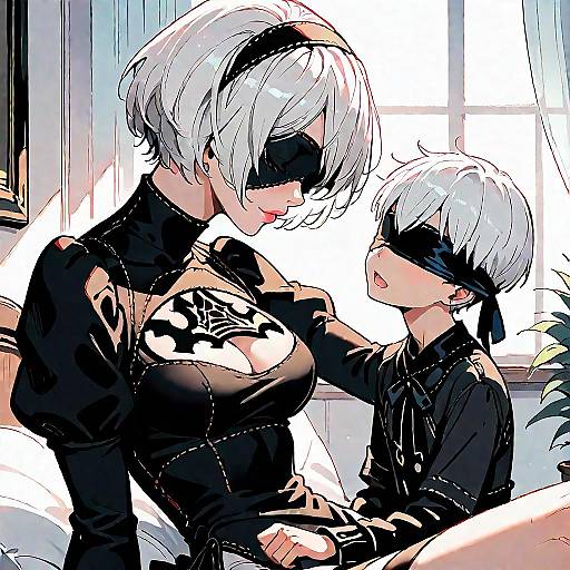 2B in Scissorhold Indoors Scene