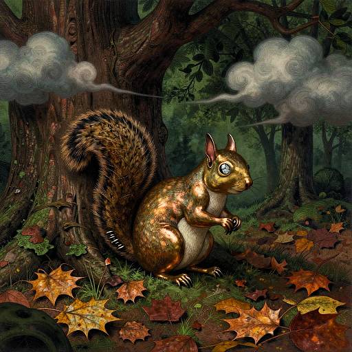 Whimsical Gothic Brass Squirrel