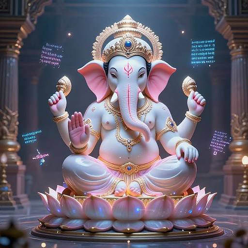Futuristic Ganesha in Digital Temple
