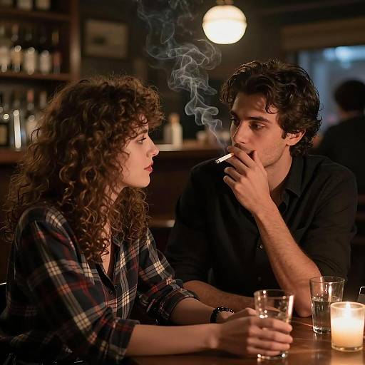 Intimate Bar Scene with Two Characters