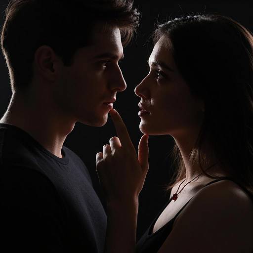 Silhouetted Couple in Intimate Moment