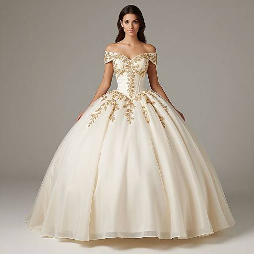 Elegant Vintage Off-Shoulder Ball Gown