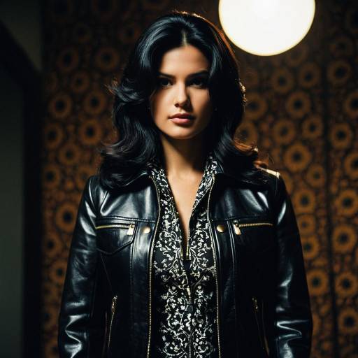 1970s Italian Vintage Style Woman in Leather Jacket