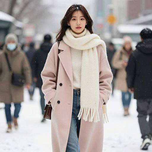 Asian Winter Streetwear in Pastels