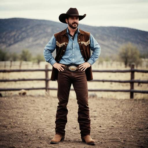 Adult Male Cowboy in Western Outfit