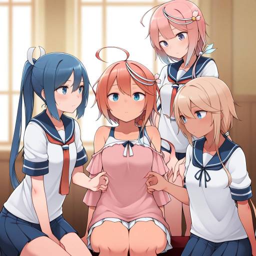 Diverse Anime Girls with Unique Hairstyles