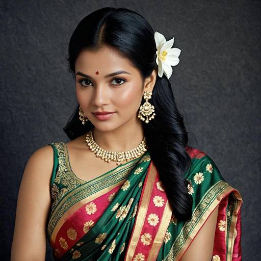 Elegant Girl in Silk Saree with Jewelry