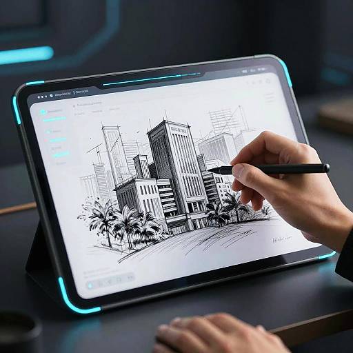Futuristic Cyberpunk Sketch App Concept