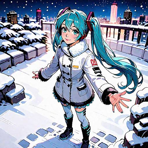 Hatsune Miku in a Starry Winter Night
