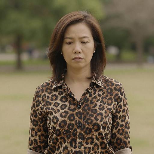 Serious Asian Woman in Urban Park