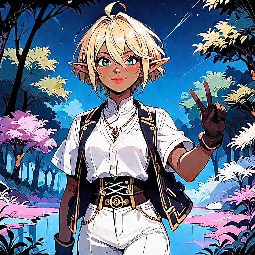 Elf Girl Night Forest Portrait