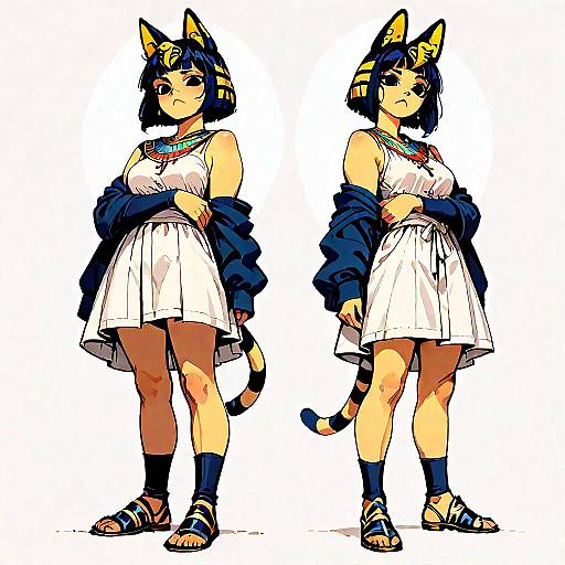 Faux Egyptian Ankha Dusty Cracked Statue