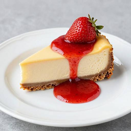 Delicious Cheesecake with Strawberry Sauce