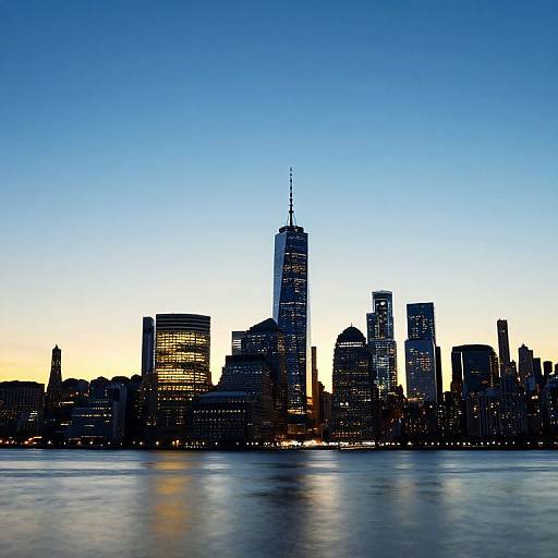 Dusk City Skyline Digital Drawing