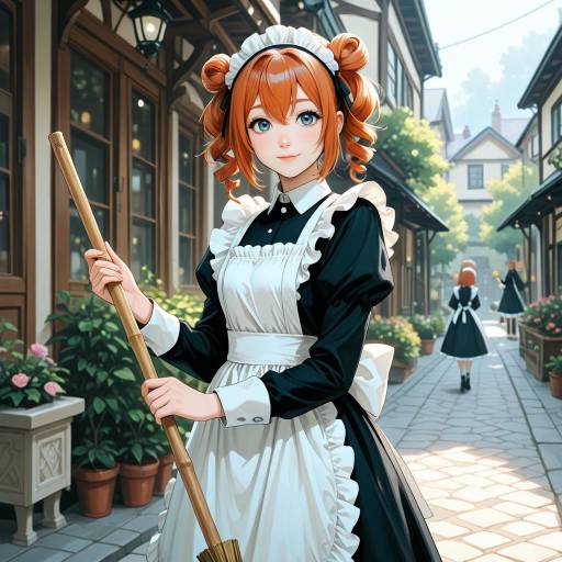 Cheerful Maid in Cowboy Shot Pose