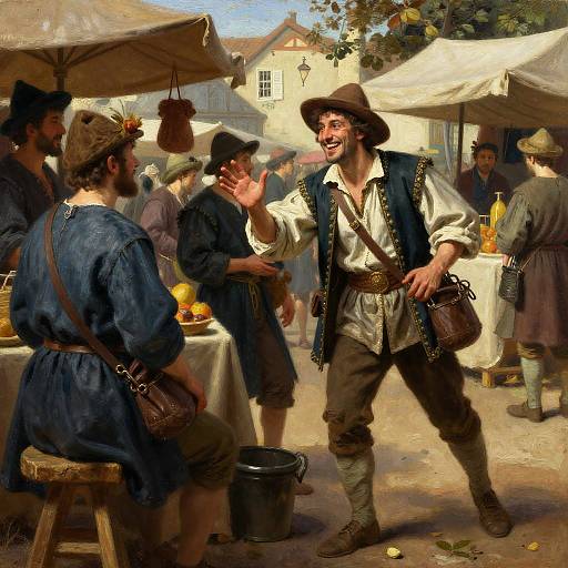 Medieval Merchant in Bustling Bazaar