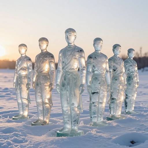 Ethereal Glass Statues in Snow