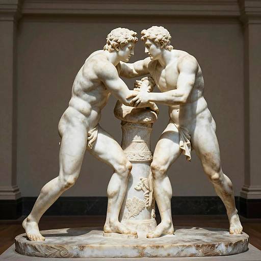 Greco-Roman Wrestling Marble Statue