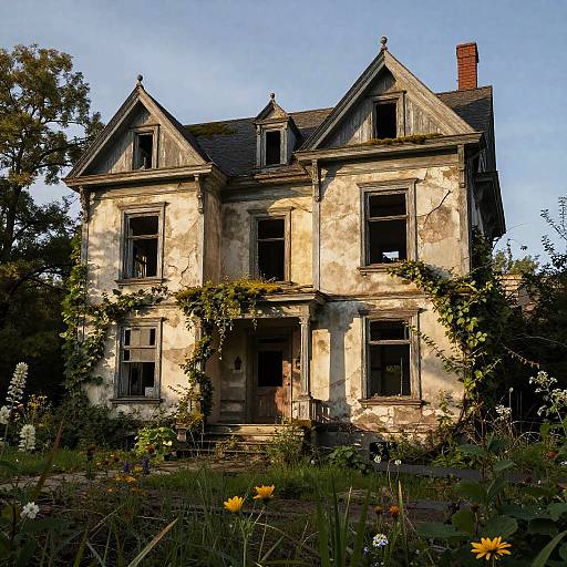 Abandoned Victorian House with Moss