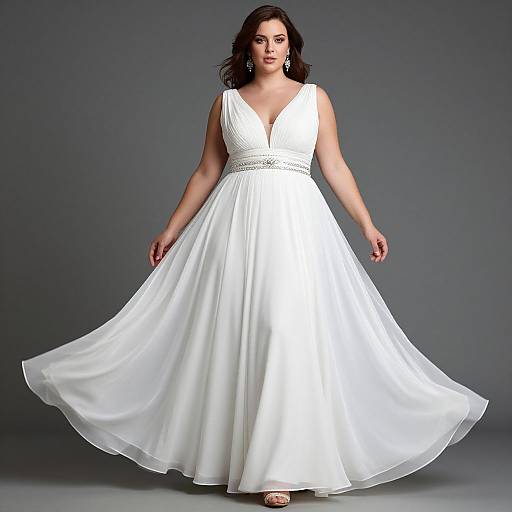Elegant Plus-Size Woman in White Gown