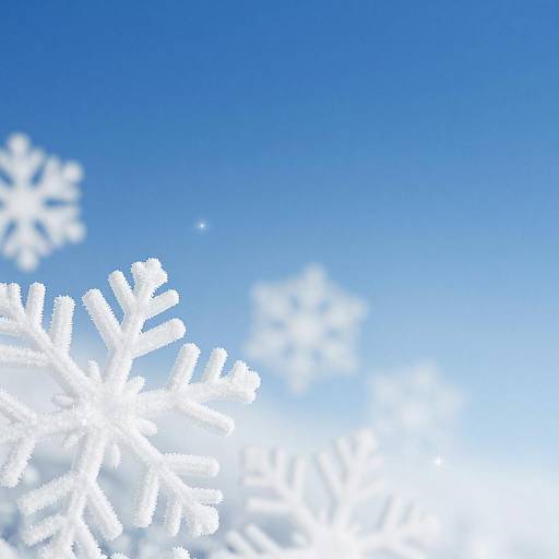 Bokeh Snowflakes on Blue Gradient Background