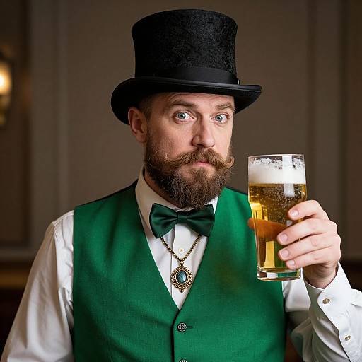 Distinguished Man with Beer and Top Hat