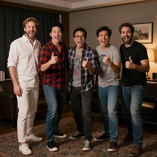 Five Friends Posing in a Dim Room