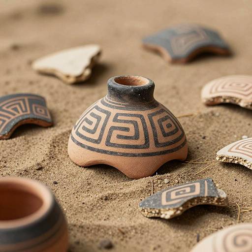 Chaco Puebloan Pottery Shards Close-Up