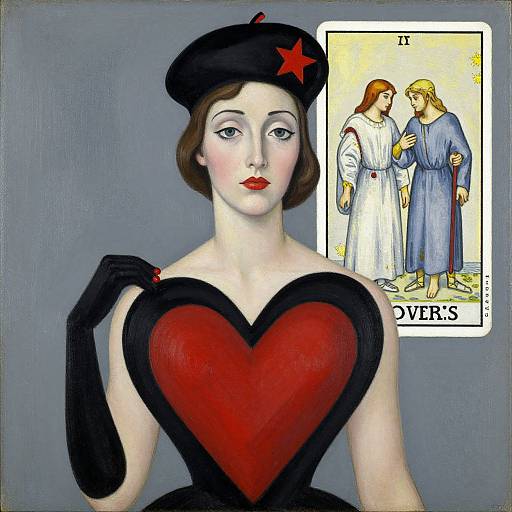 Surreal Woman with Heart-Shaped Dress
