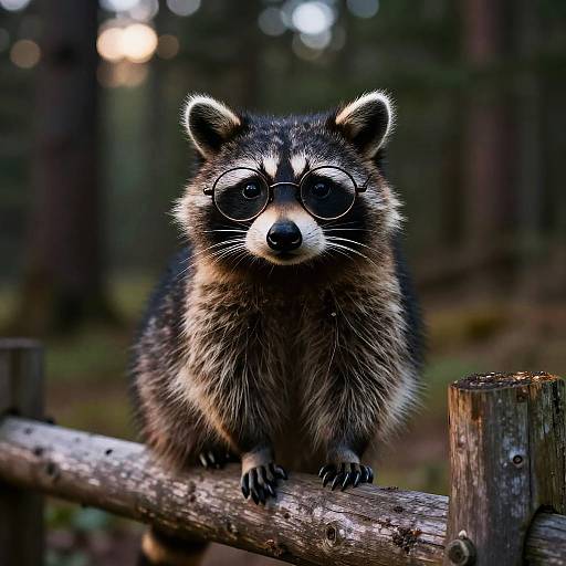 Whimsical Raccoon with Vintage Glasses