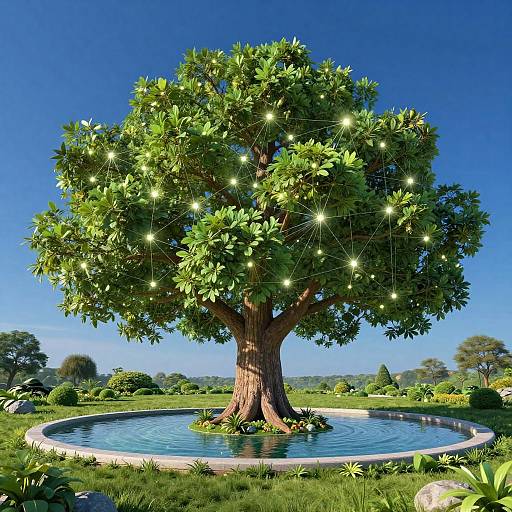 Vibrant Tree of Nature and AI Integration