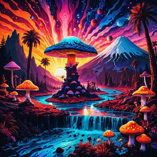 Psychedelic Mushroom Forest on Bismuth Planet Psychedelic Mushroom Forest on Bismuth Planet