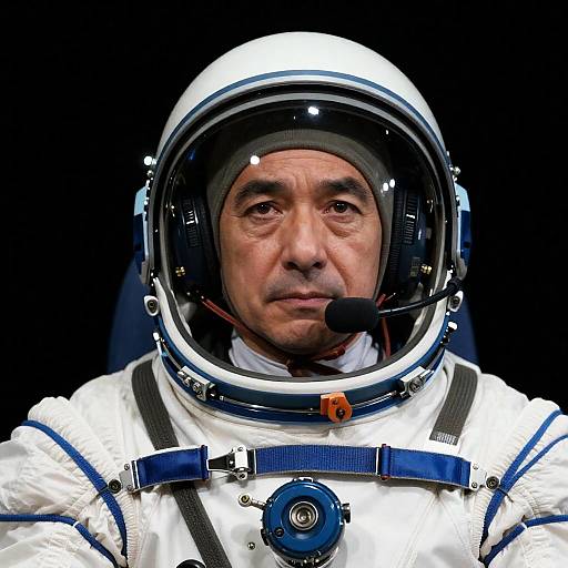 Middle-Aged Astronaut in Reflective Helmet