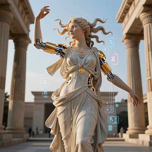 AI Greek Goddess in Digital Abstraction