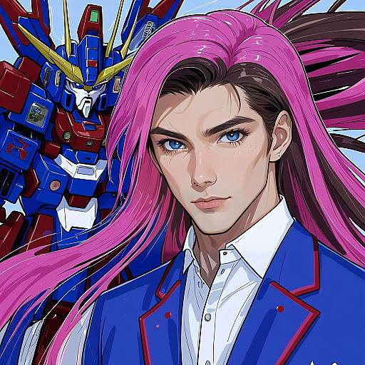 Illustration of Guel jeturk, gundam in the style of Zuwai kani