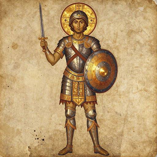 Tempera Byzantine Warrior of Troy