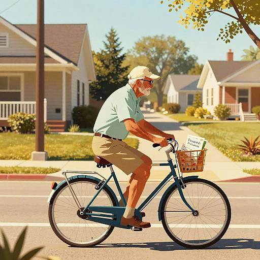 Mid-Century Postal Summer Bicycle Postcard